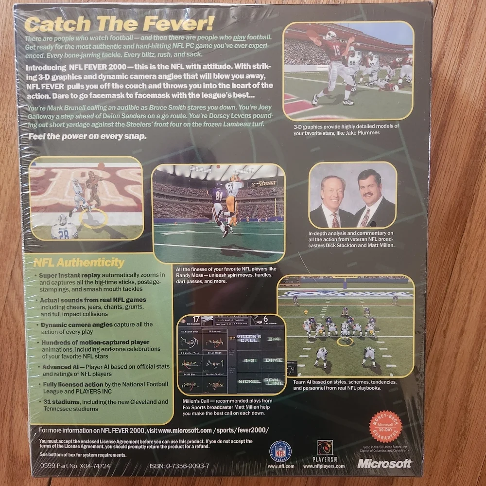 Vintage NWT Microsoft NFL FEVER 2000 PC Video Game